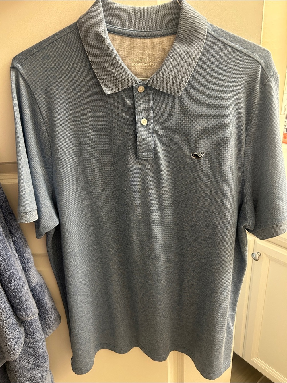 Vineyard Vines L Edgartown Blue Polo with Whale Logo